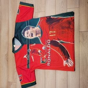 CRISTIANO RONALDO Red Green‎ Italy Portugal Mens Soccer Futbol Jersey Sz XL